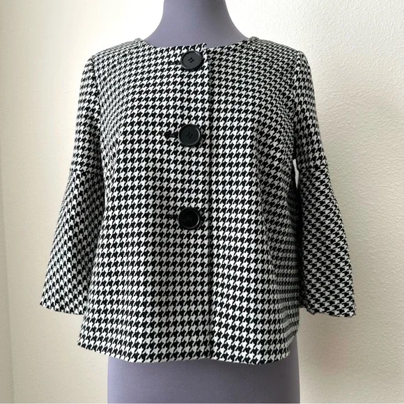 Vintage Houndstooth Stretch Blazer Sz PM - Picture 2 of 14